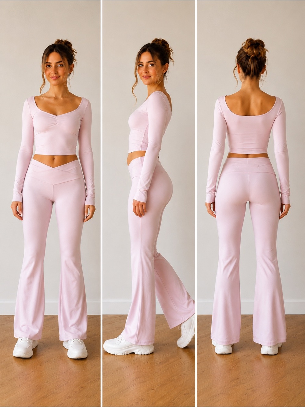 Gilly Hicks Recharge Pink Yoga Set S Top M Flare Leggings
